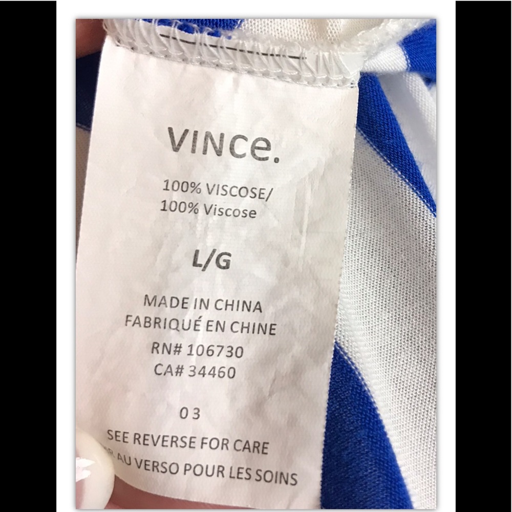 VINCE Top Tee Shirt Striped Blue White Long Sleeve Nautical - Picture 7 of 8